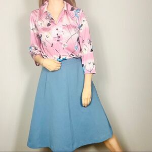 Vintage blue knee length light blue a line skirt